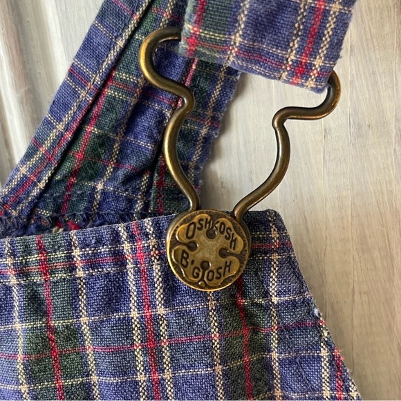 Vintage OshKosh B'gosh Multicolor Plaid Overalls 18months leg snap closure - Picture 2 of 11